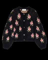 The Great. Sweaters | The Carousel Cardigan. Black Heirloom Rose - Women