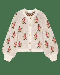 The Great. Sweaters | The Carousel Cardigan. White Heirloom Rose - Women