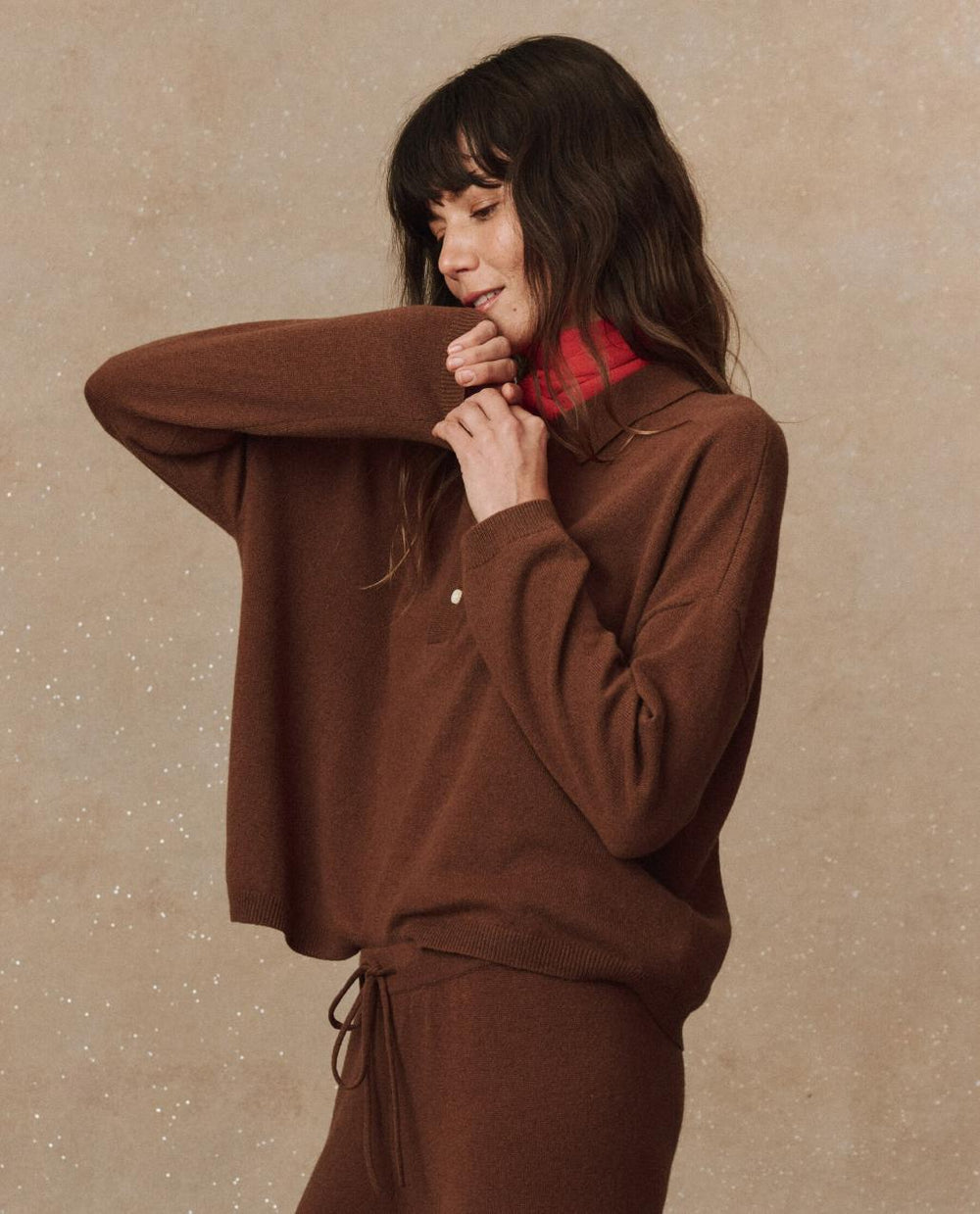 The Great. Sweaters | The Cashmere Polo Sweater. Santal - Women