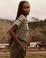 The Great. Sweaters | The Classic Polo Sweater. Heather Grey Stripe - Women