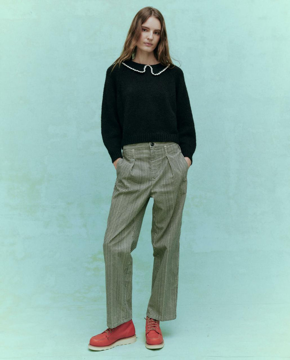 The Great. Sweaters | The Crochet Collar Pullover. Black With Soft White - Women