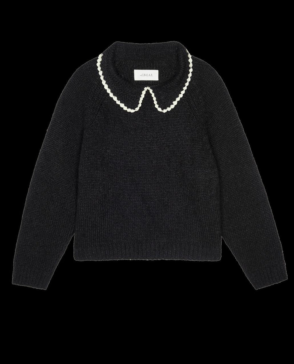 The Great. Sweaters | The Crochet Collar Pullover. Black With Soft White - Women