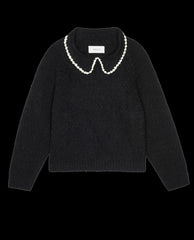 The Great. Sweaters | The Crochet Collar Pullover. Black With Soft White - Women