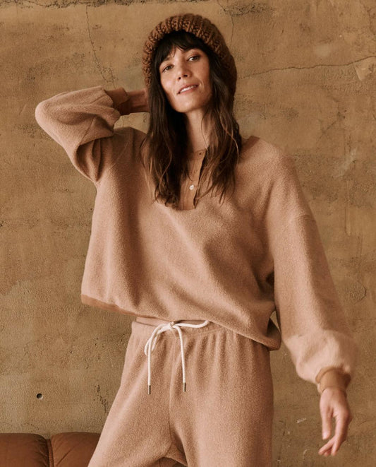 The Great. Sweaters | The Fleece Henley Sweatshirt. Fawn - Women