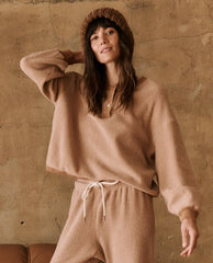 The Great. Sweaters | The Fleece Henley Sweatshirt. Fawn - Women