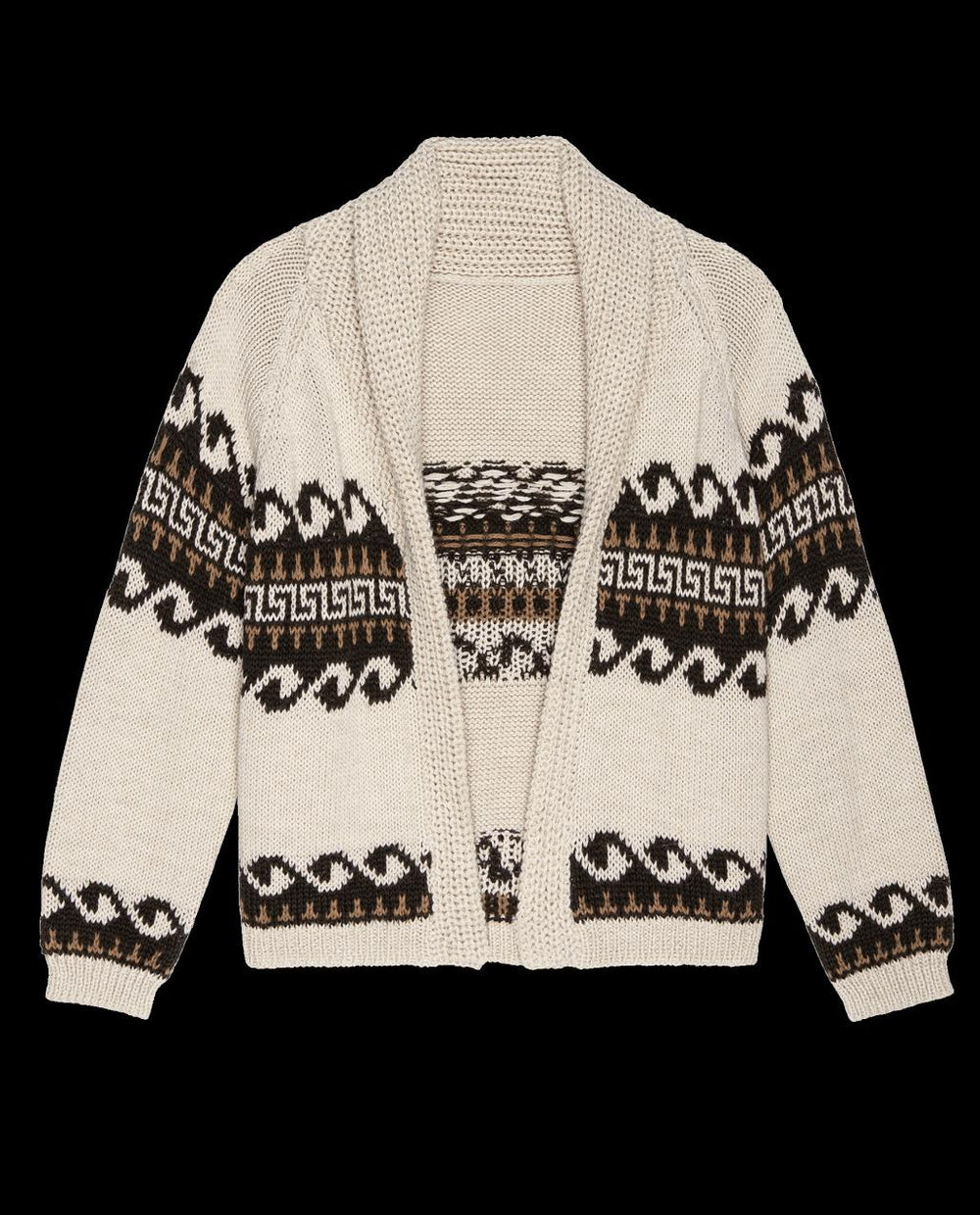 The Great. Sweaters | The Greek Key Lodge Cardigan. Cream With Driftwood - Women