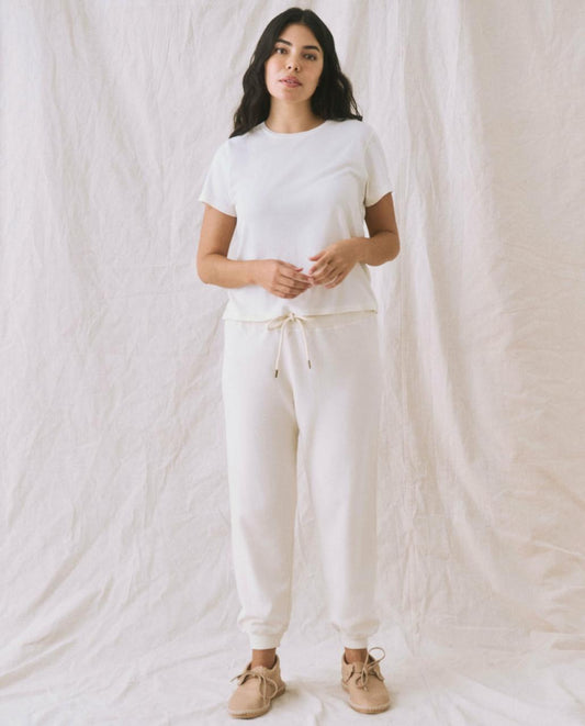 The Great. Sweatpants | The Cropped Sweatpant. Washed White - Women