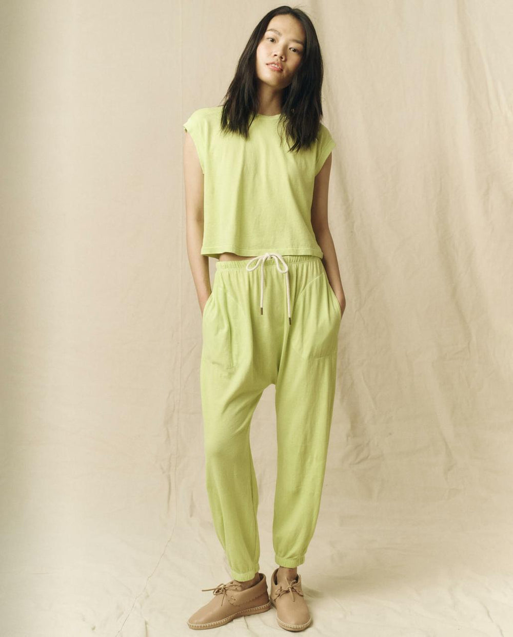 The Great. Sweatpants | The Jersey Jogger Pant. Lime Zest - Women