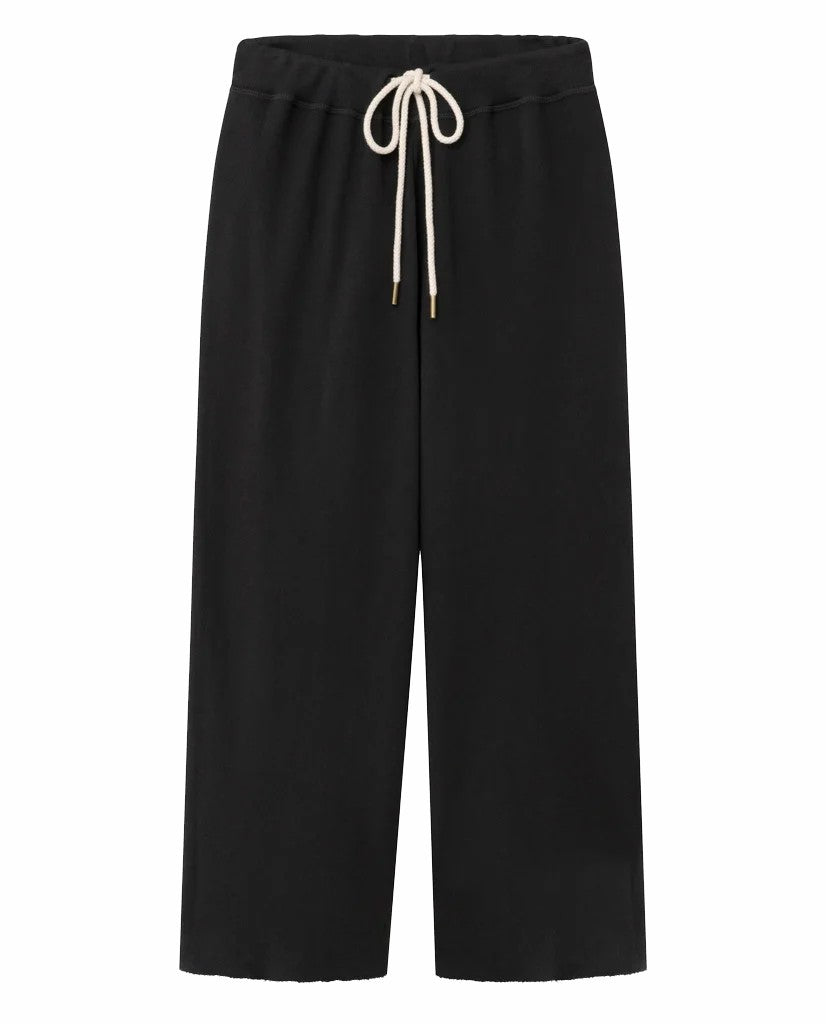The Great. Sweatpants | The Wide Leg Cropped Sweatpant. Almost Black - Women