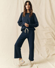 The Great. Sweatpants | The Wide Leg Cropped Sweatpant. True Navy - Women