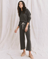 The Great. Sweatpants | The Wide Leg Cropped Sweatpant. Washed Black - Women