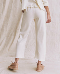 The Great. Sweatpants | The Wide Leg Cropped Sweatpant. Washed White - Women