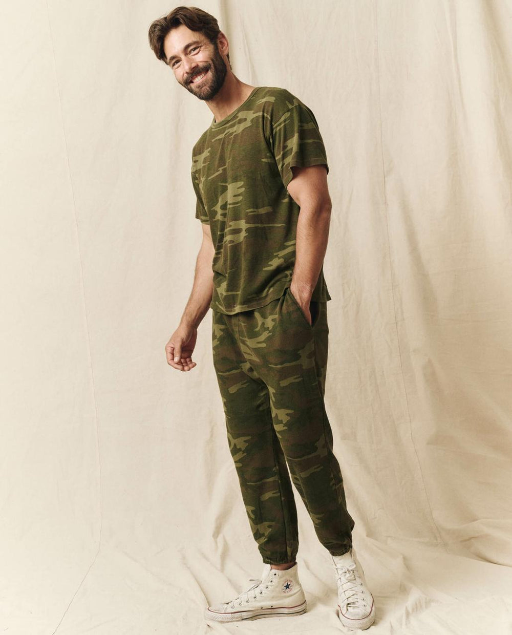 The Great. Tees & Sweats | The Men's Boxy Crew. Deep Woods Camo - Men