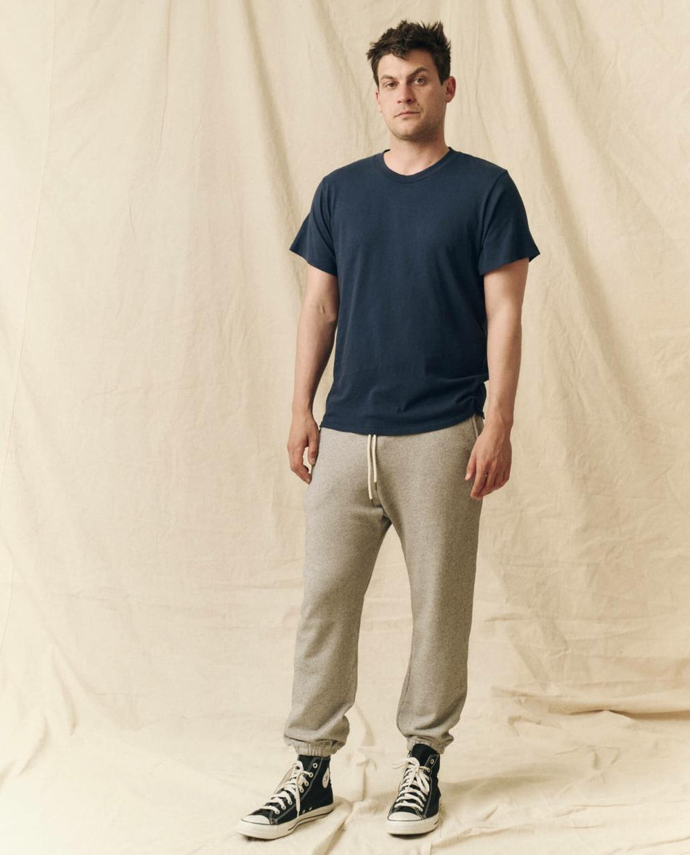 The Great. Tees & Sweats | The Men's Boxy Crew. True Navy - Men