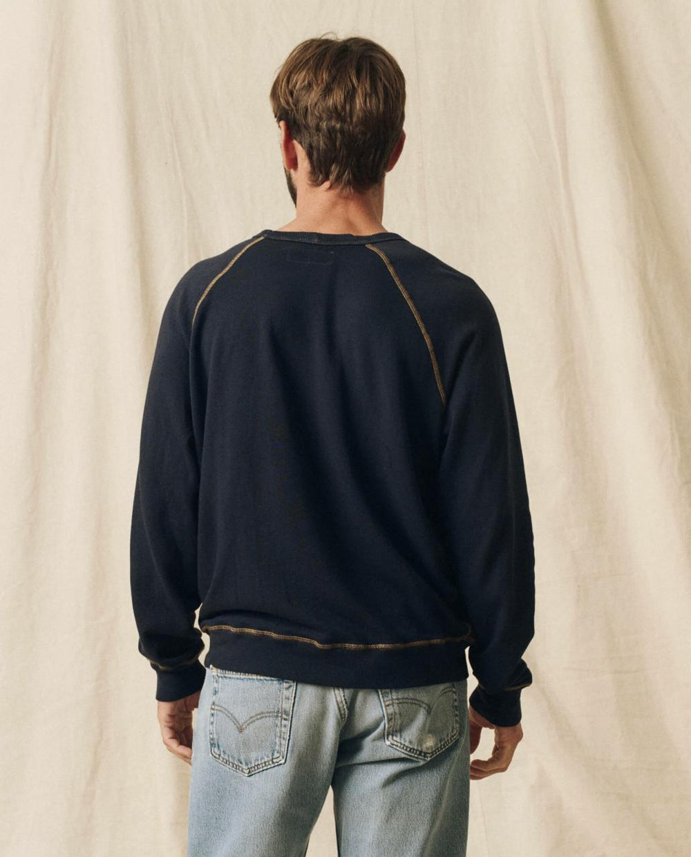 The Great. Tees & Sweats | The Men's College Sweatshirt. Graphic Stargazer Blue With Mountain - Men