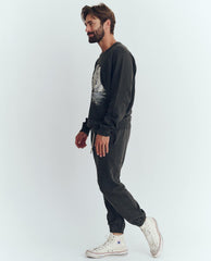 The Great. Tees & Sweats | The Men's College Sweatshirt. Graphic Washed Black With Polar Bear - Men