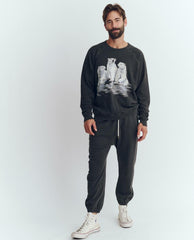The Great. Tees & Sweats | The Men's College Sweatshirt. Graphic Washed Black With Polar Bear - Men