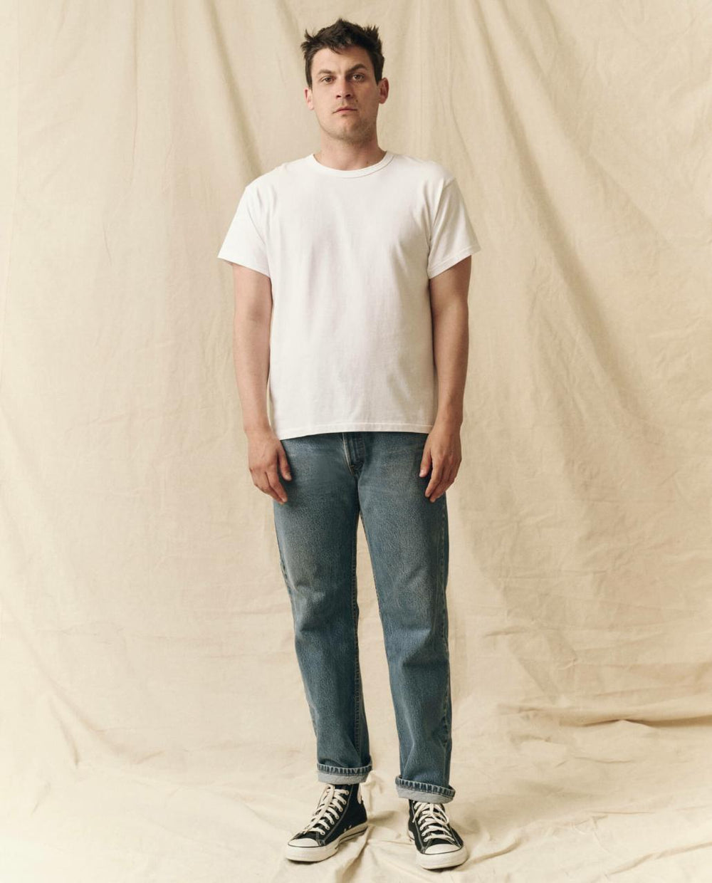 The Great. Tees & Sweats | The Men's Pure Knits Boxy Crew. Solid True White - Men