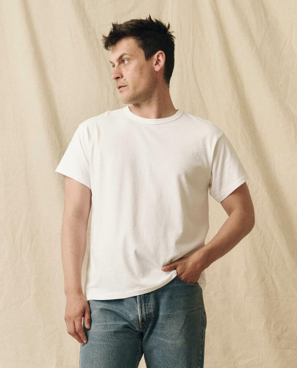 The Great. Tees & Sweats | The Men's Pure Knits Boxy Crew. Solid True White - Men
