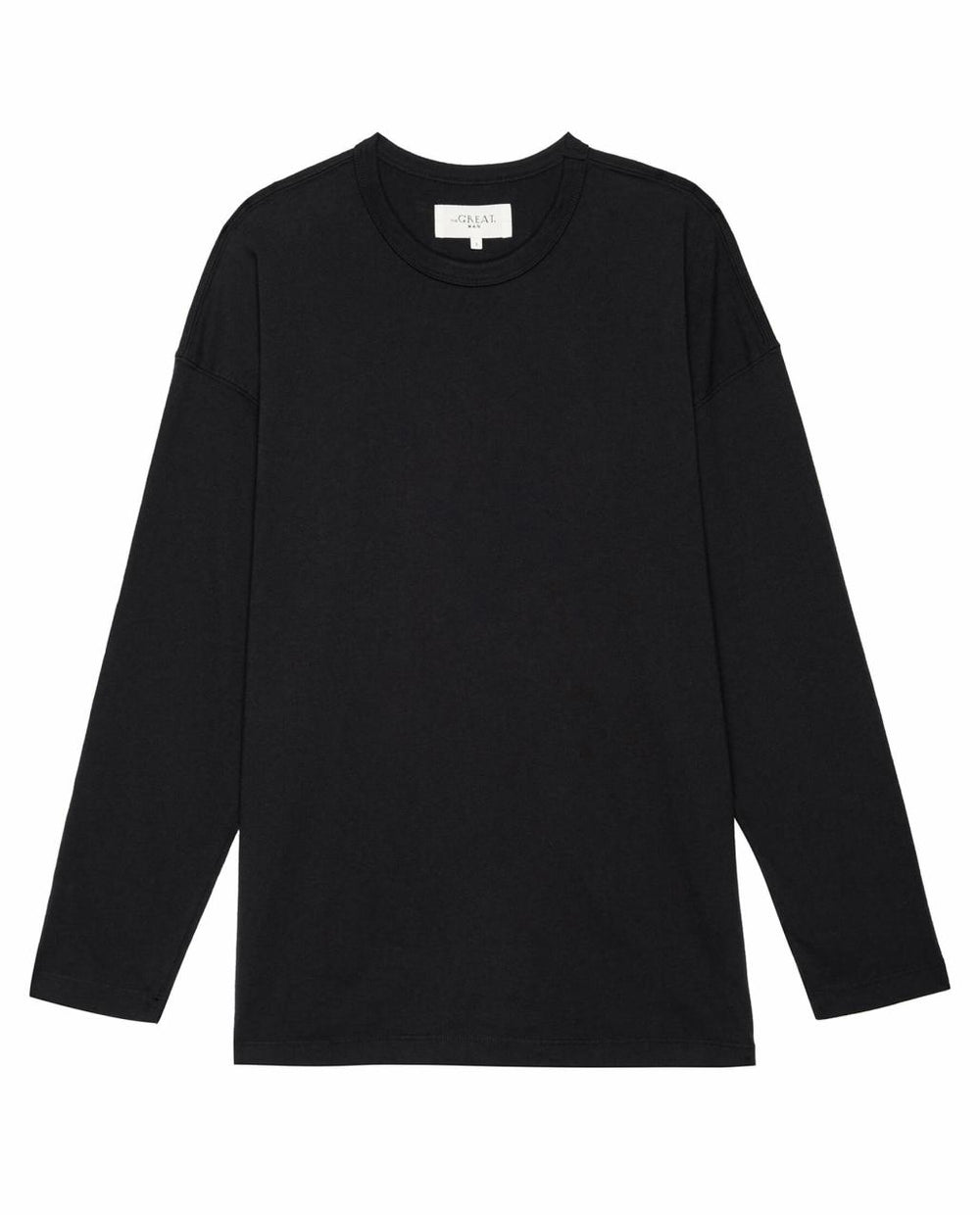 The Great. Tees & Sweats | The Men's Pure Knits Long Sleeve Boxy Crew. Solid Almost Black - Men