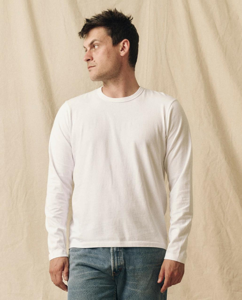 The Great. Tees & Sweats | The Men's Pure Knits Long Sleeve Slim Crew. True White - Men