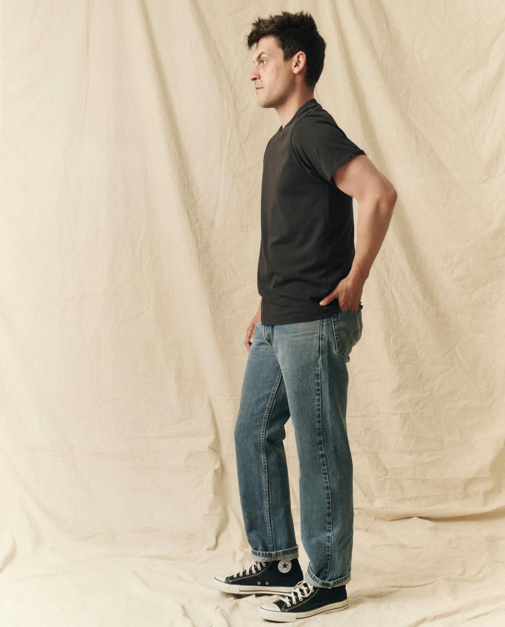 The Great. Tees & Sweats | The Men's Pure Knits Slim Tee. Solid Almost Black - Men