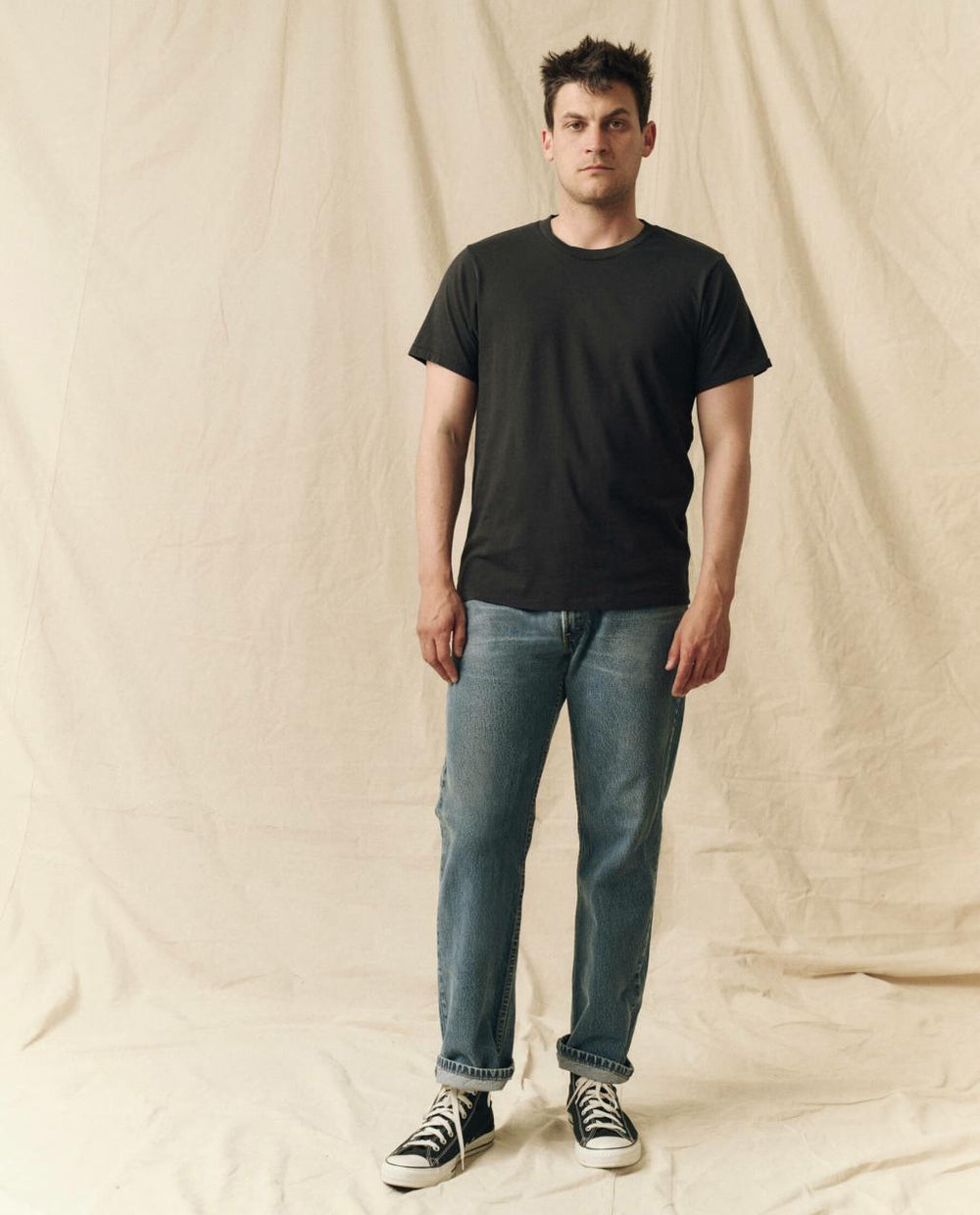 The Great. Tees & Sweats | The Men's Pure Knits Slim Tee. Solid Almost Black - Men