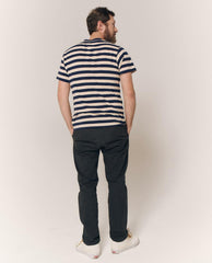 The Great. Tees & Sweats | The Men's Slim Tee. Navy And Cream Scholar Stripe - Men