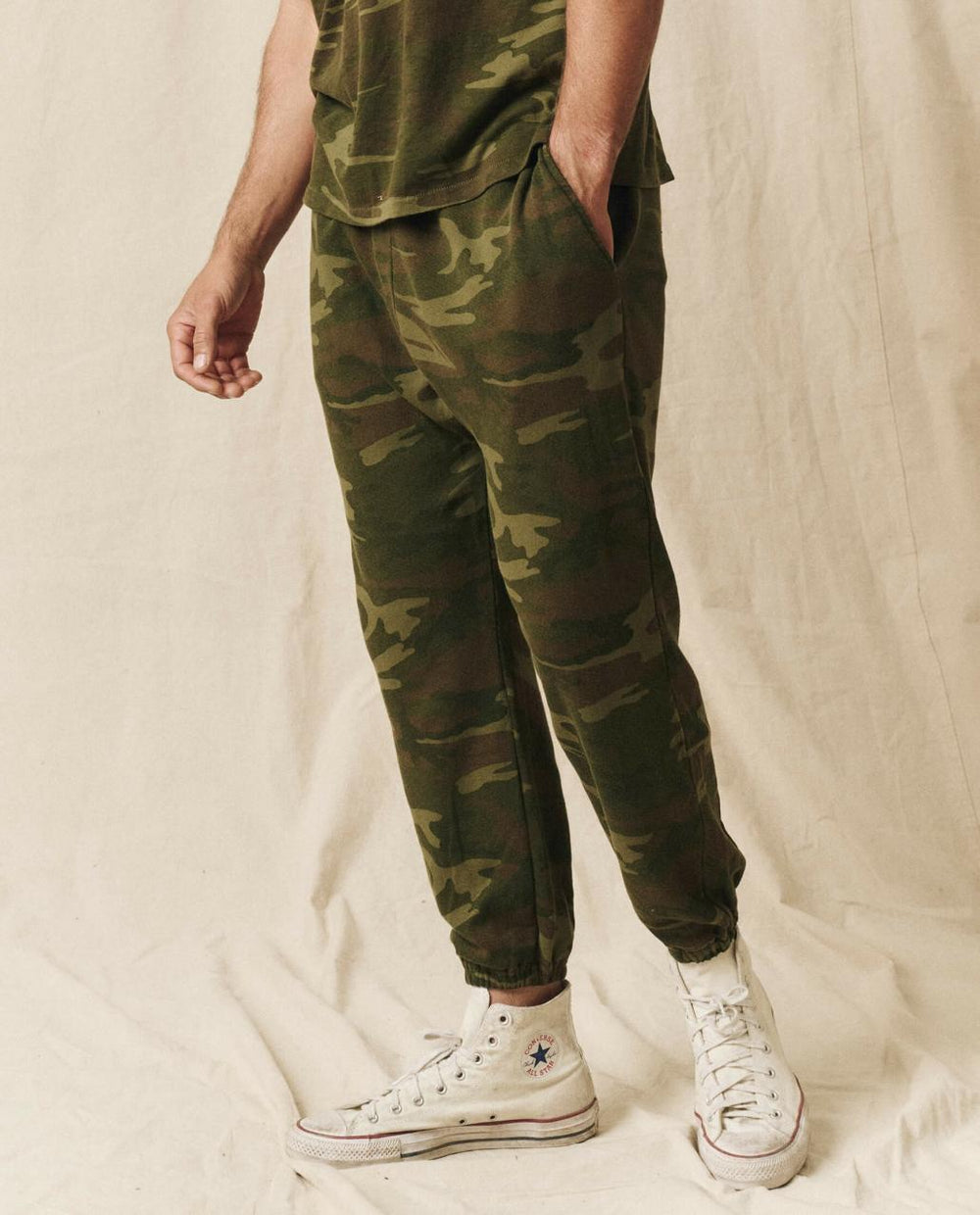 The Great. Tees & Sweats | The Men's Stadium Sweatpant. Deep Woods Camo - Men