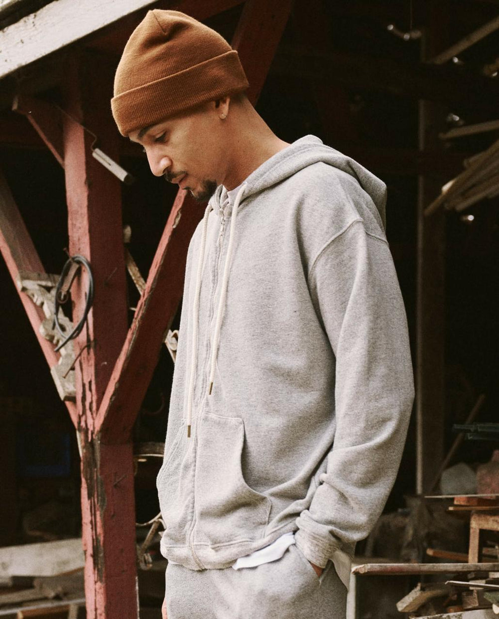 The Great. Tees & Sweats | The Men's Zip Up Hoodie. Varsity Grey - Men