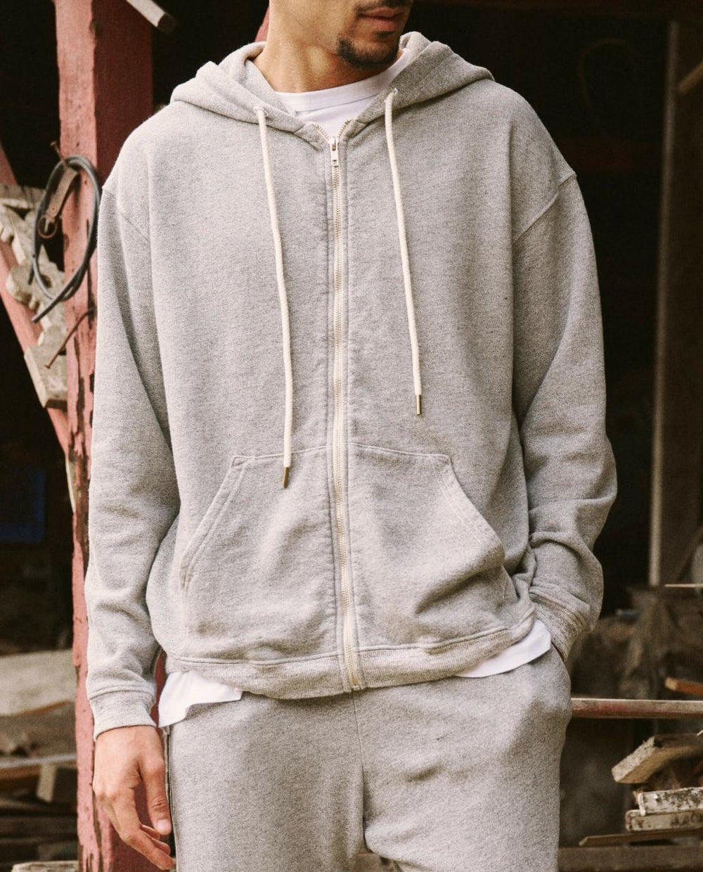 The Great. Tees & Sweats | The Men's Zip Up Hoodie. Varsity Grey - Men