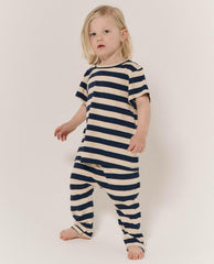 The Great. Tees & Sweats | The Little Boxy Crew. Novelty Navy And Cream Scholar Stripe - Kids