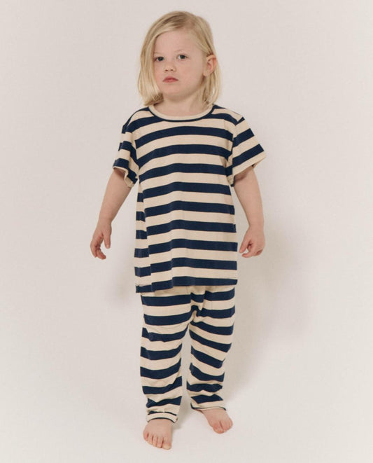The Great. Tees & Sweats | The Little Boxy Crew. Novelty Navy And Cream Scholar Stripe - Kids