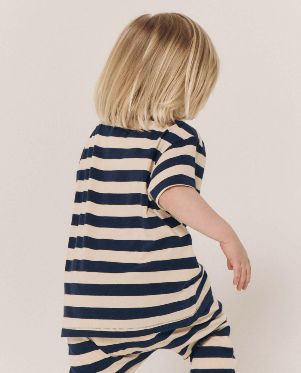 The Great. Tees & Sweats | The Little Boxy Crew. Novelty Navy And Cream Scholar Stripe - Kids