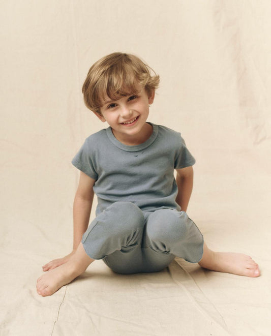 The Great. Tees & Sweats | The Little Boxy Crew. Solid Vintage Cornflower - Kids