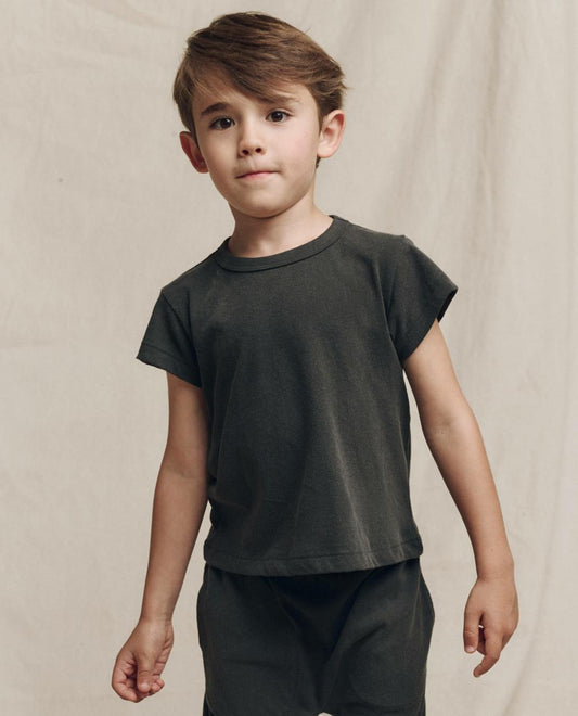 The Great. Tees & Sweats | The Little Boxy Crew. Solid Washed Black - Kids