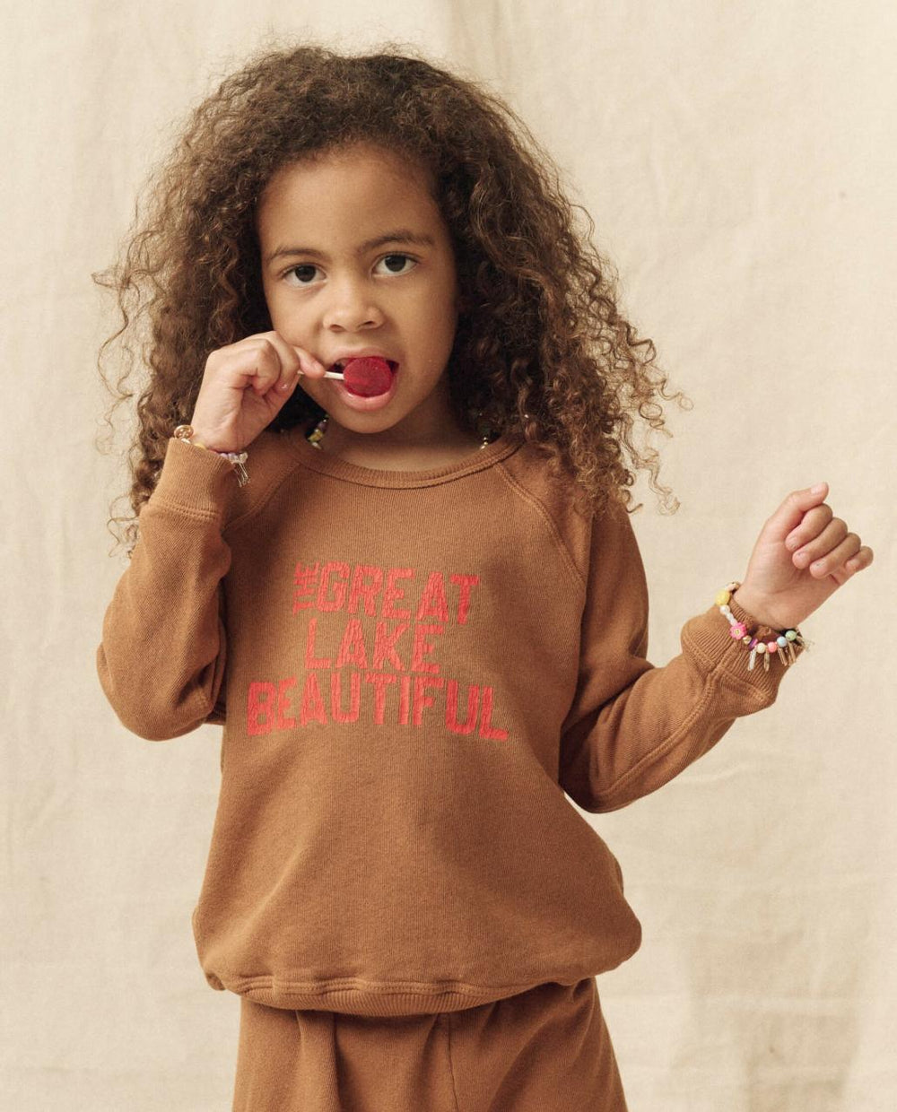 The Great. Tees & Sweats | The Little College Sweatshirt. Bright Maple With The Great Lake Bea - Kids