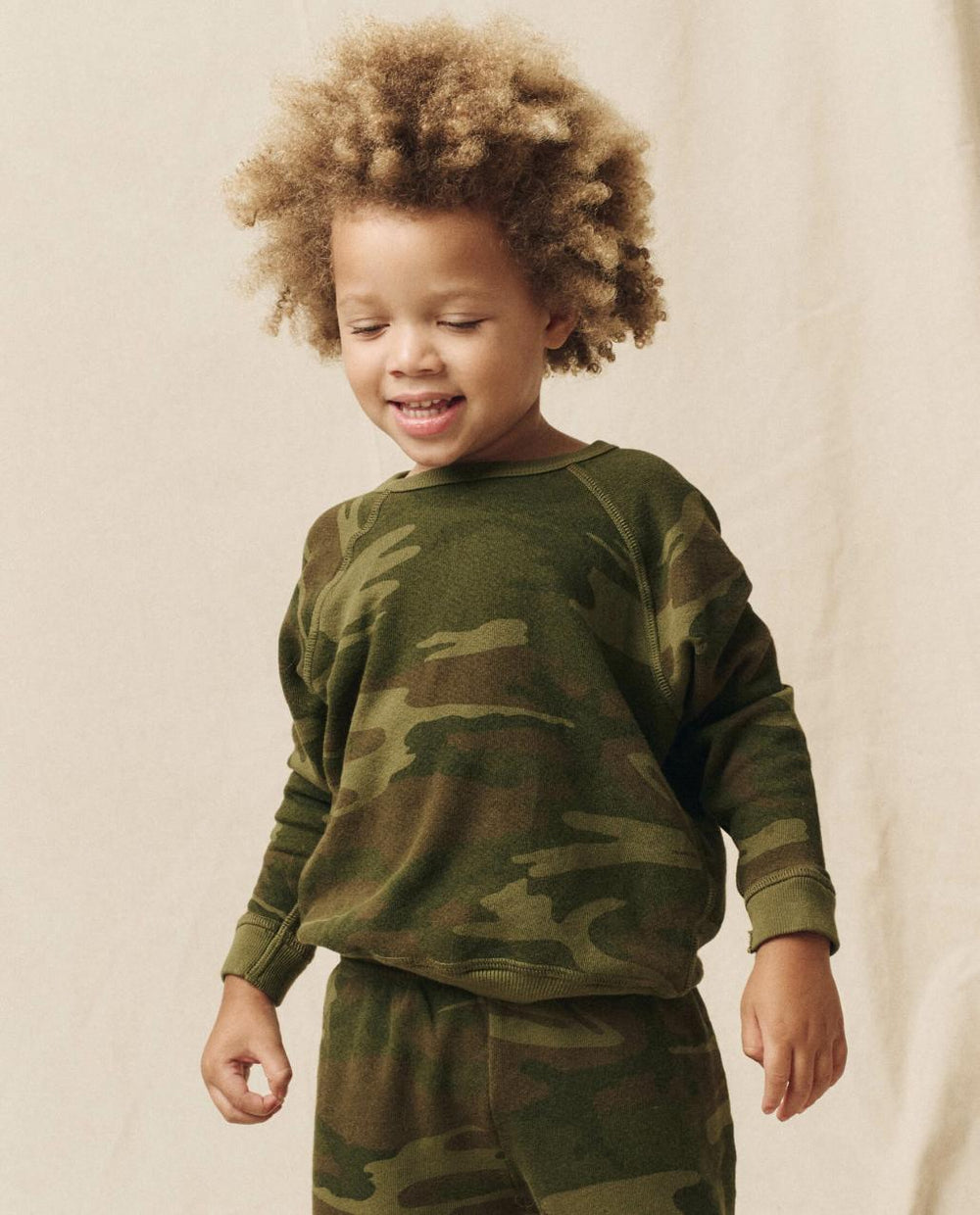 The Great. Tees & Sweats | The Little College Sweatshirt. Deep Woods Camo - Kids