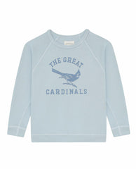 The Great. Tees & Sweats | The Little College Sweatshirt. Graphic Light Sky With Perched Cardi - Kids