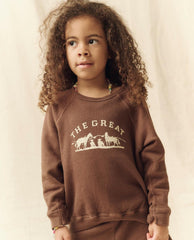 The Great. Tees & Sweats | The Little College Sweatshirt. Hickory With Gaucho Graphic - Kids