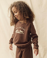 The Great. Tees & Sweats | The Little College Sweatshirt. Hickory With Gaucho Graphic - Kids