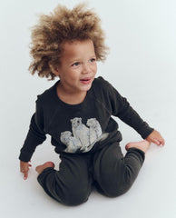 The Great. Tees & Sweats | The Little College Sweatshirt. Washed Black With Polar Bear Graphic - Kids