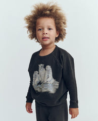 The Great. Tees & Sweats | The Little College Sweatshirt. Washed Black With Polar Bear Graphic - Kids
