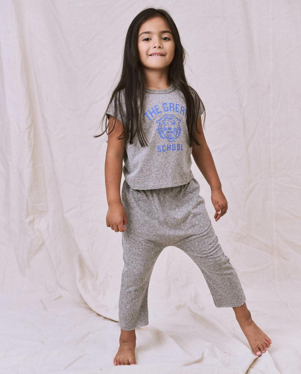 The Great. Tees & Sweats | The Little Jersey Crop. Heather Grey - Kids