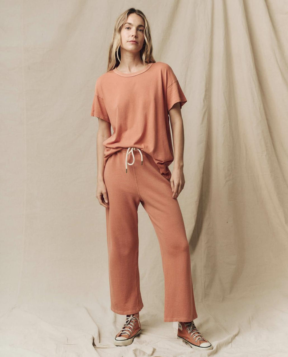 The Great. Tees | The Boxy Crew. Solid Sun Dried Orange - Women