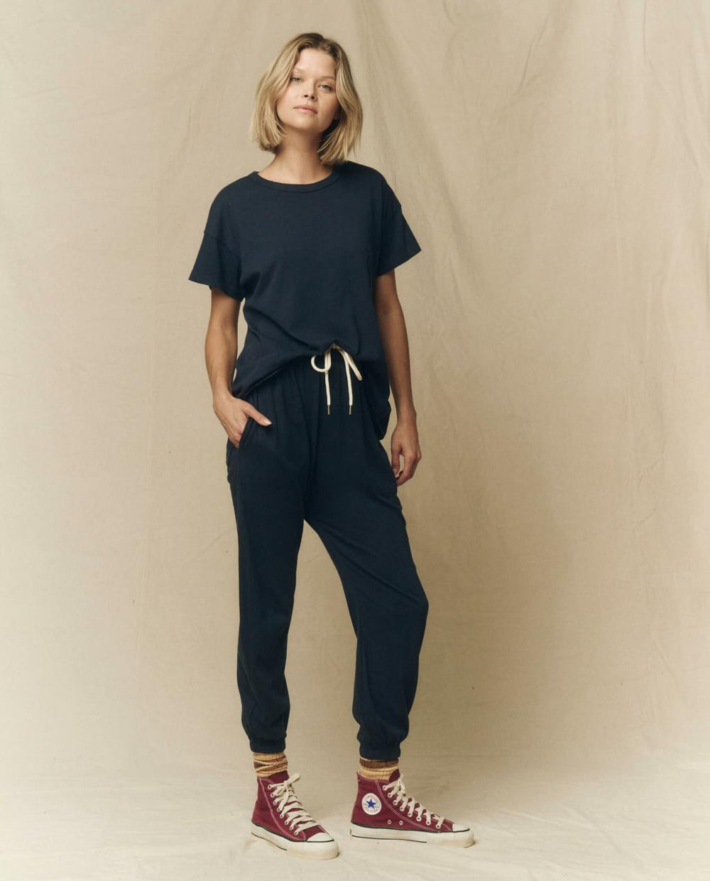 The Great. Tees | The Boxy Crew. Solid True Navy - Women