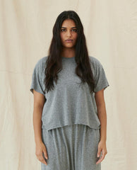 The Great. Tees | The Crop Tee. Solid Heather Grey - Women