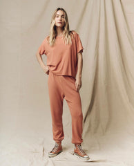 The Great. Tees | The Crop Tee. Solid Sun Dried Orange - Women