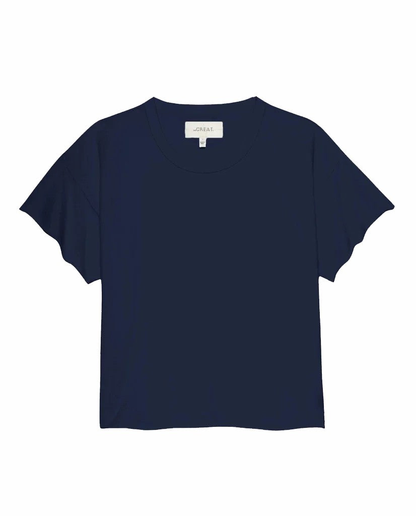 The Great. Tees | The Crop Tee. Solid True Navy - Women