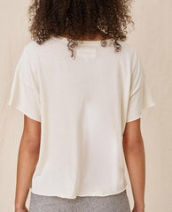 The Great. Tees | The Crop Tee. Solid Washed White - Women